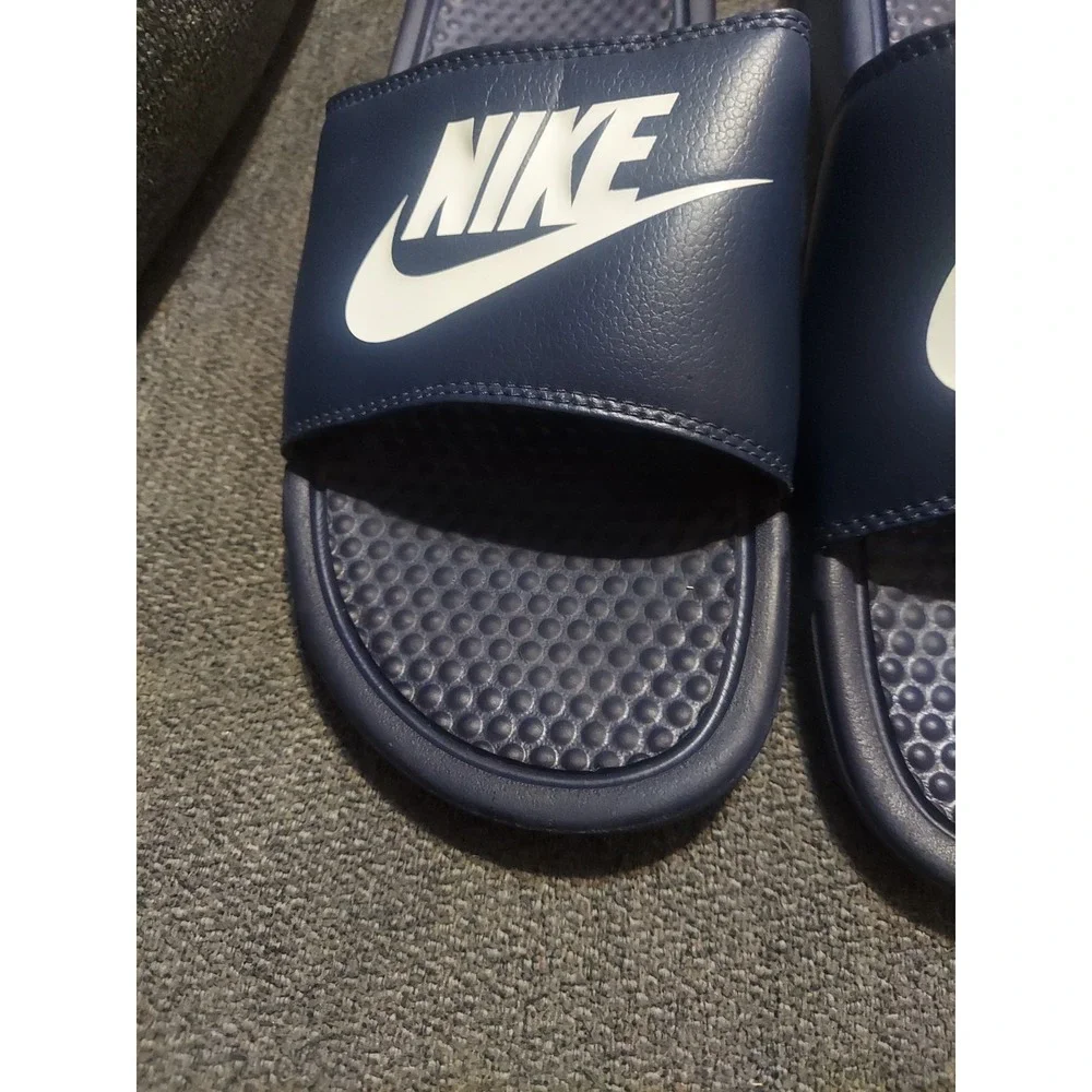 Nike Benassi JDI Men's Slip On Sandals Sz 13 - Navy Blue Waterproof Slides Pool